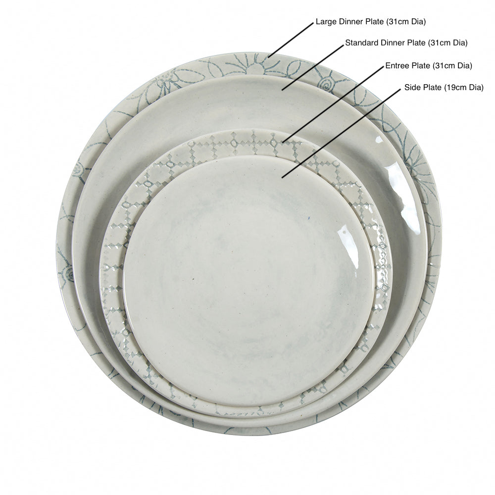 Dinner Plates Duck Egg Lace, Plates, Large (31cm Dia), Standard (29cm Dia) - Wonki Ware Australia